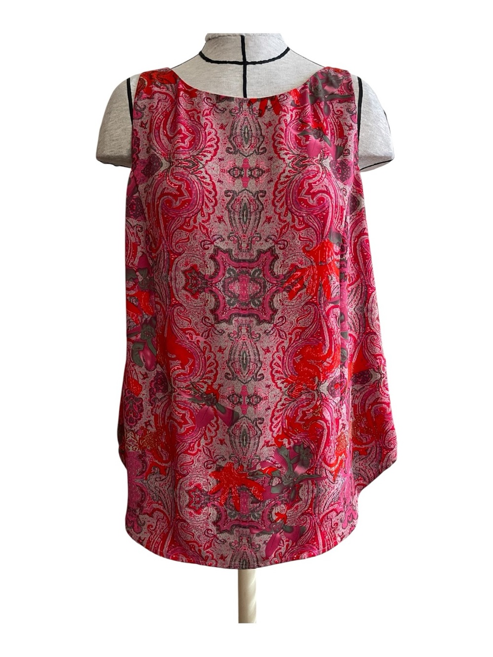 CAbi Red & Pink Paisley Sleeveless Camisole